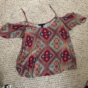 Fun print, open shoulder tank